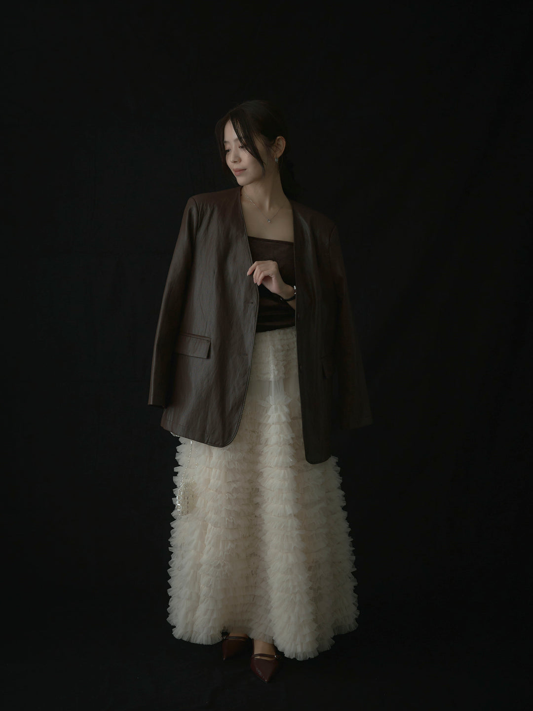 ドラマチックフリルチュールスカート