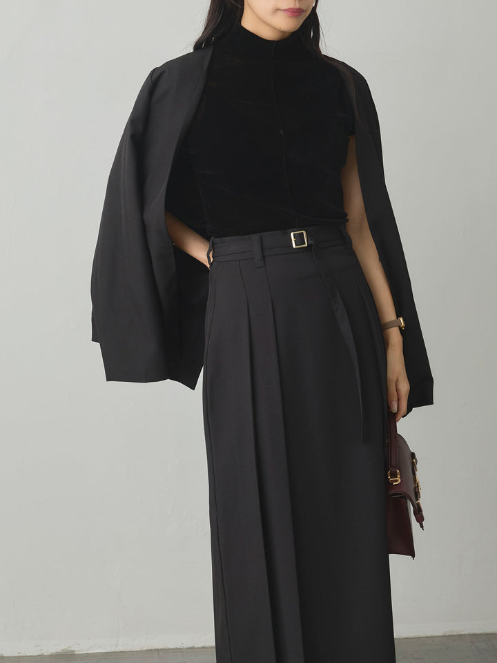 【Essential】ベルト付きサイドタックスカート