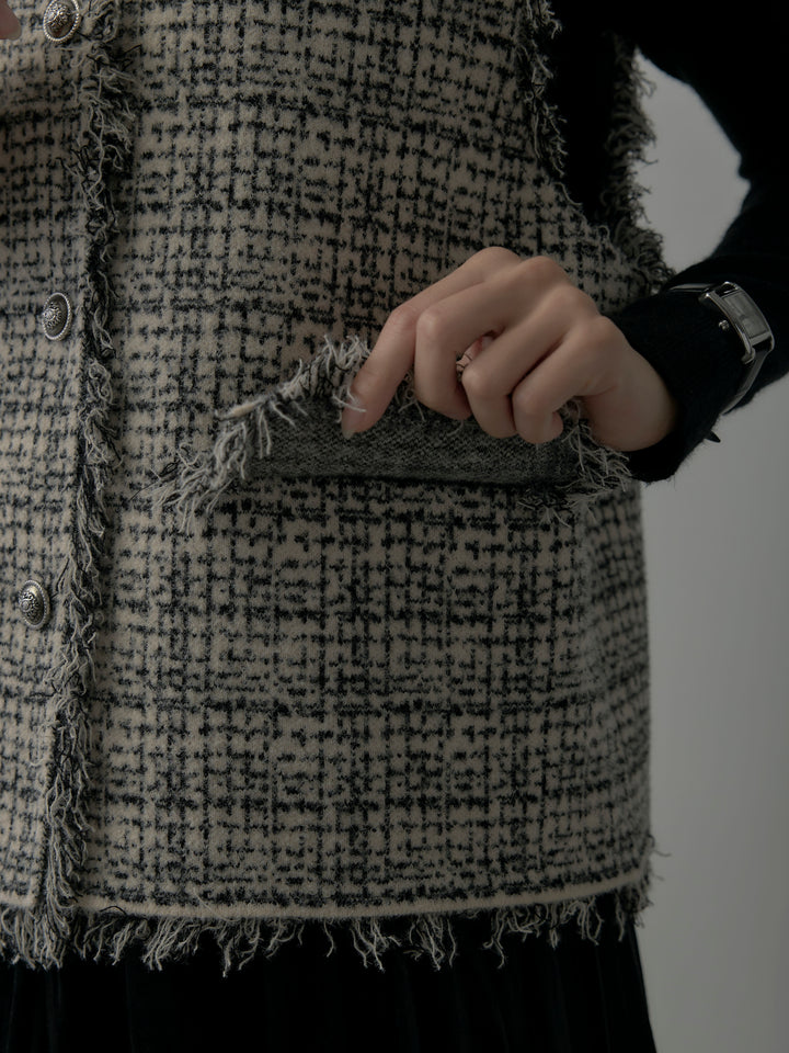 ツイードフリンジベスト