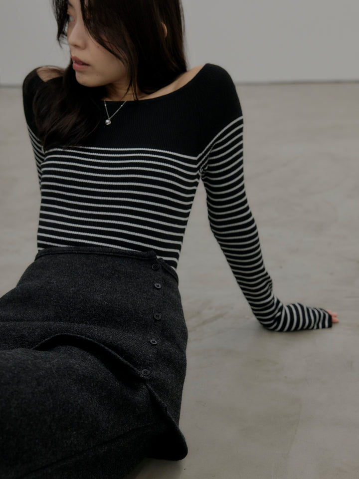 ミックスヤーンニットラップパンツ