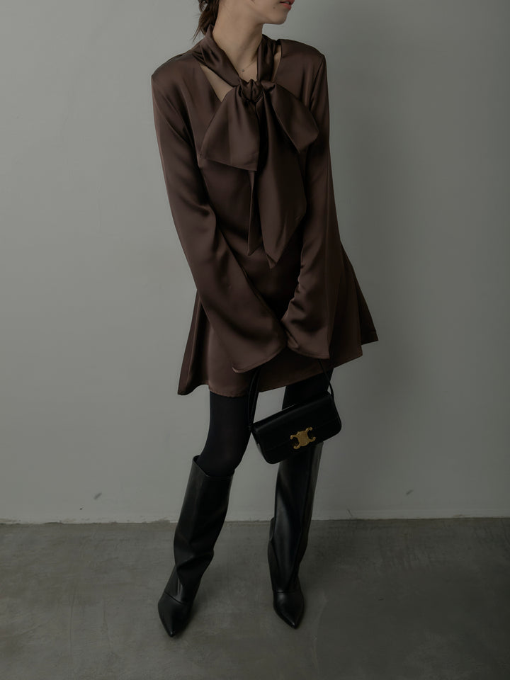 ボウタイサテンミニワンピース