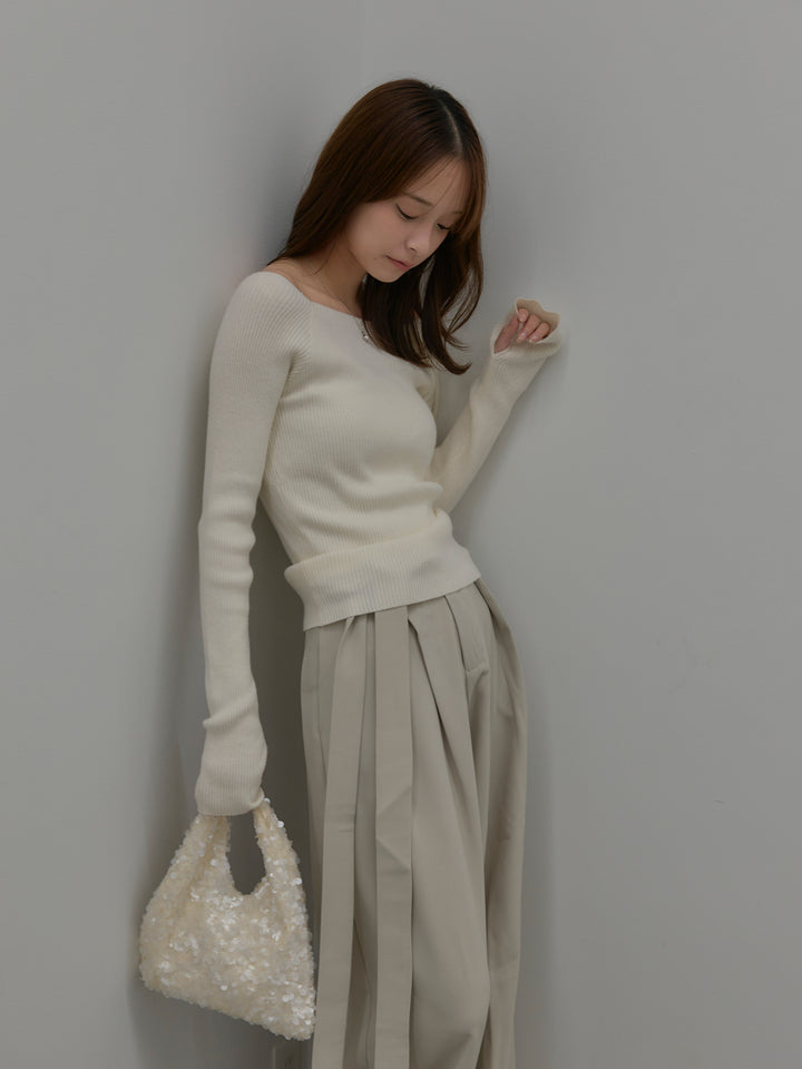 【SET】モヘアライクオーバーニットカーディガン+スクエアネックリブニット(2set)