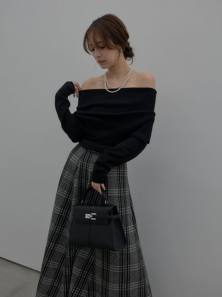 【premium touch】ソフトリブオフショルニットトップス