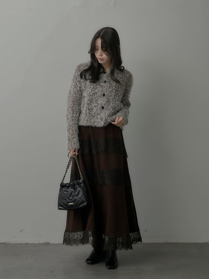 フェザーループニットカーディガン