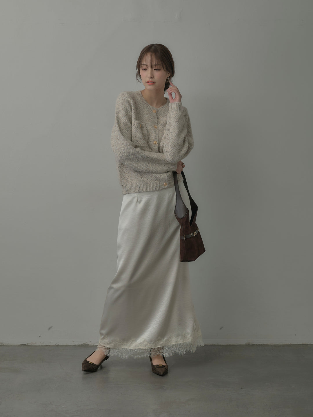 MIXニットゴールドボタンニットカーディガン