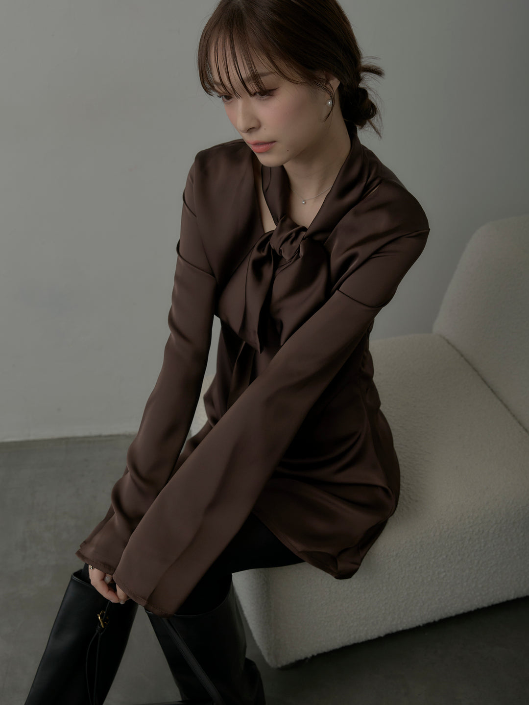 ボウタイサテンミニワンピース