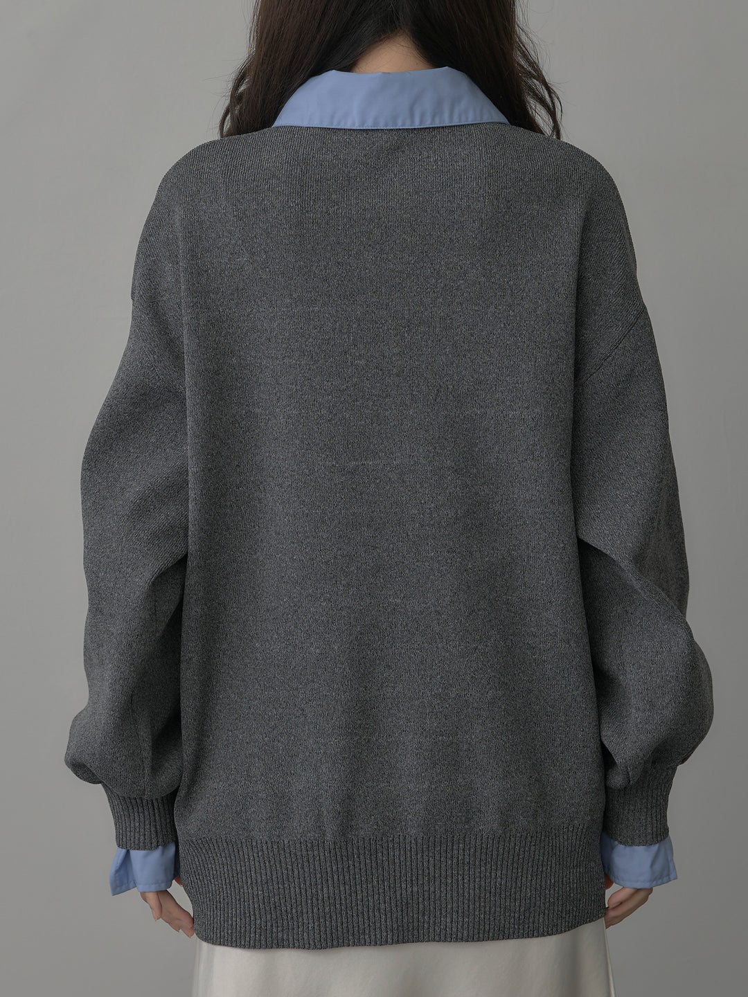 【SET】襟付きポロトップス+ナローAラインサテンスカート(2set)