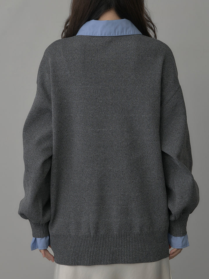 【SET】襟付きポロトップス+ナローAラインサテンスカート(2set)