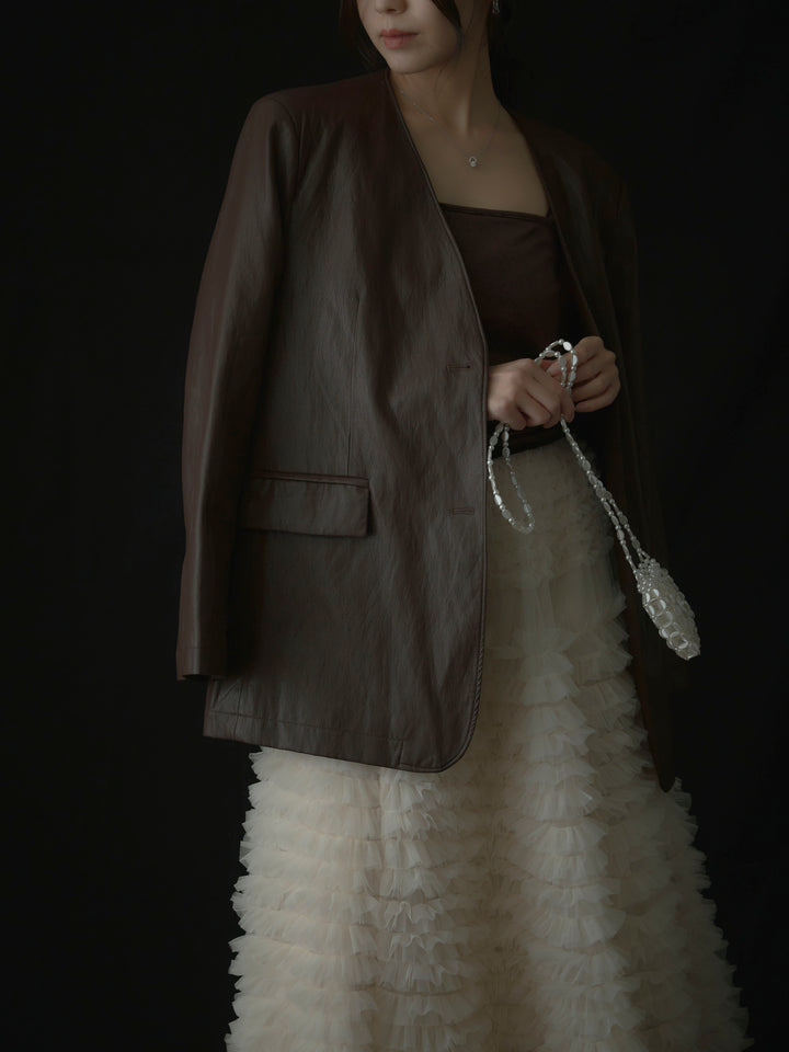 レザーノーカラージャケット