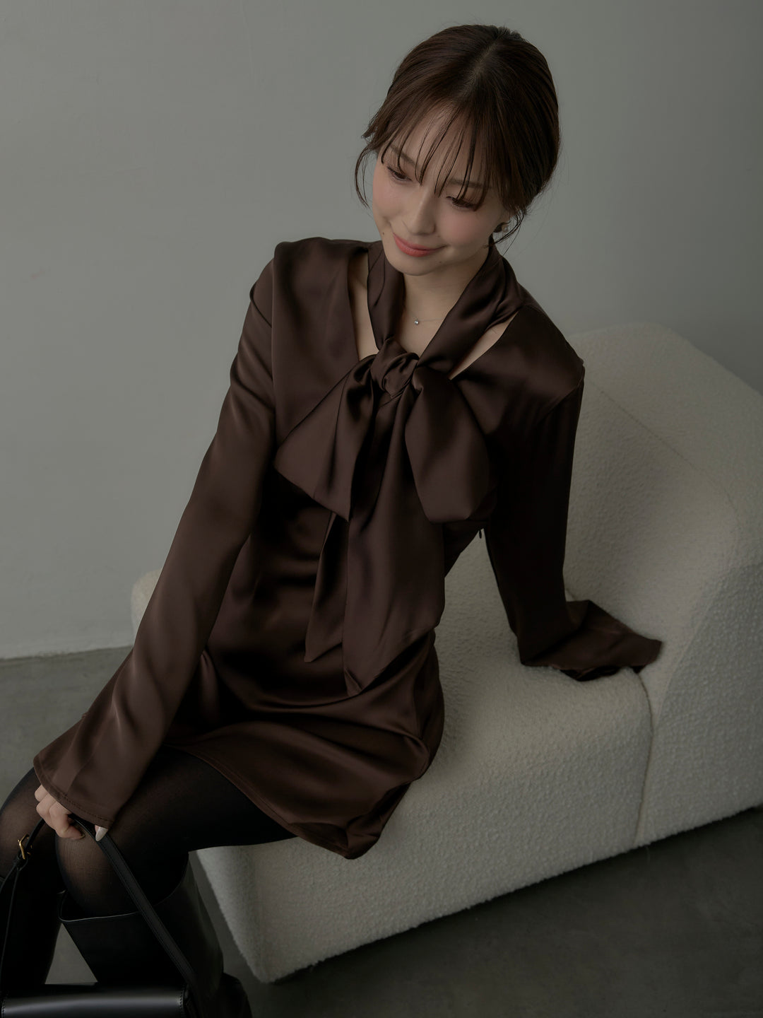 ボウタイサテンミニワンピース