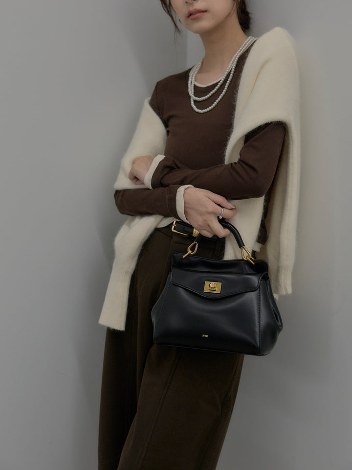 【SET】バイカラーレイヤードカットソー+カーブデザインスウェットライクパンツ(2set)