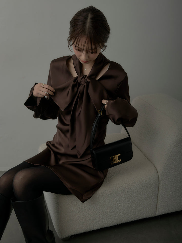 ボウタイサテンミニワンピース