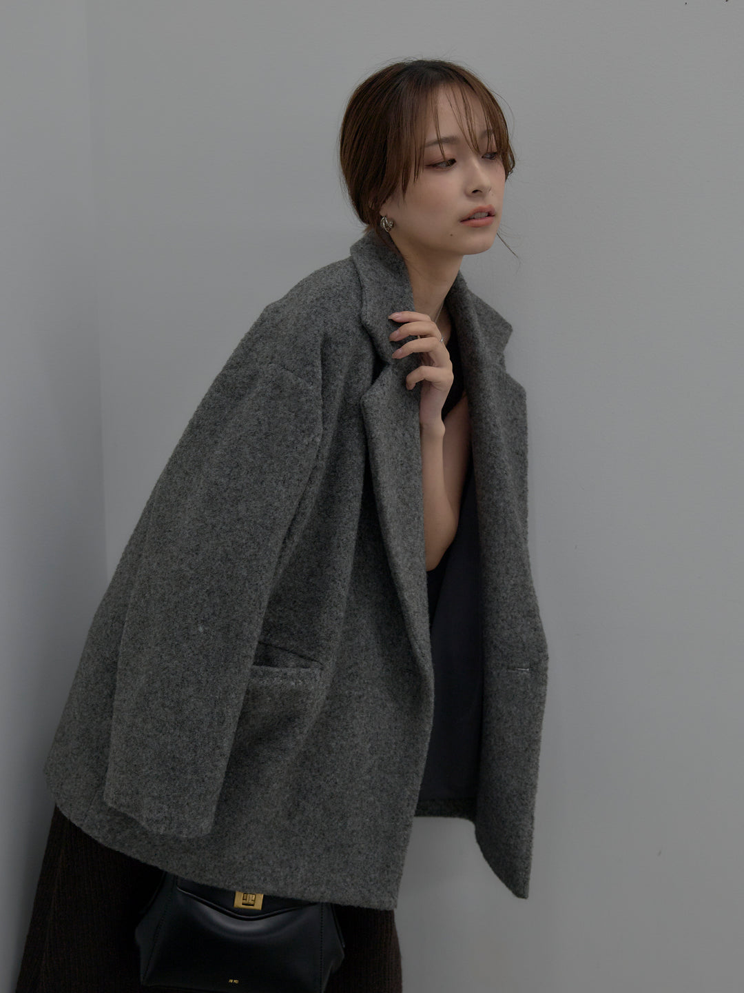 【SET】【Essential】オーバーサイズジャケットコート+リュクスリブニットロングドレス(2set)