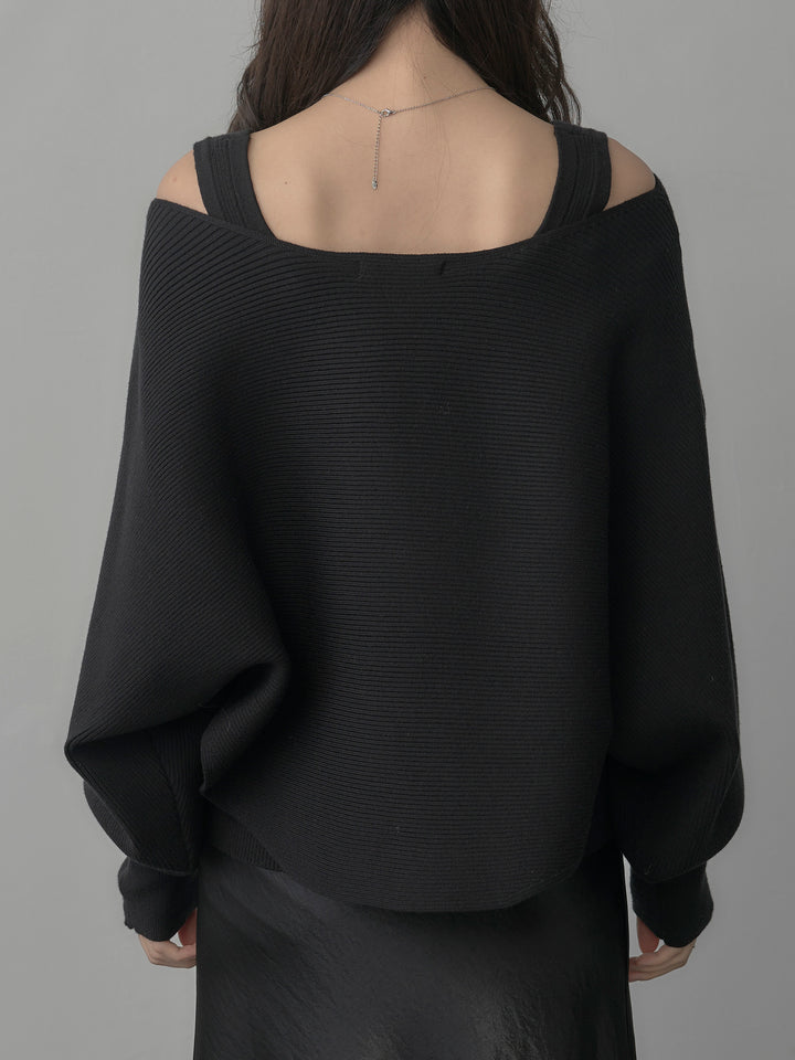 [予約]タンク付きクロスデザインニットプルオーバー