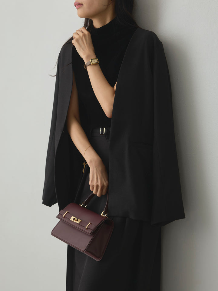 【SET】【Essential】フロントホックノーカラージャケット+【Essential】ベルト付きサイドタックスカート(2set)