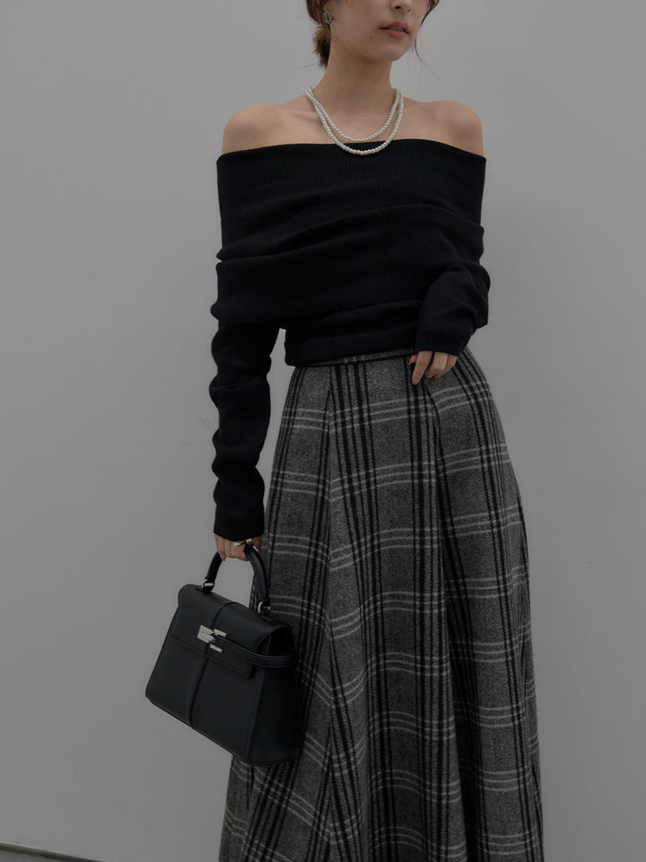 【premium touch】ソフトリブオフショルニットトップス