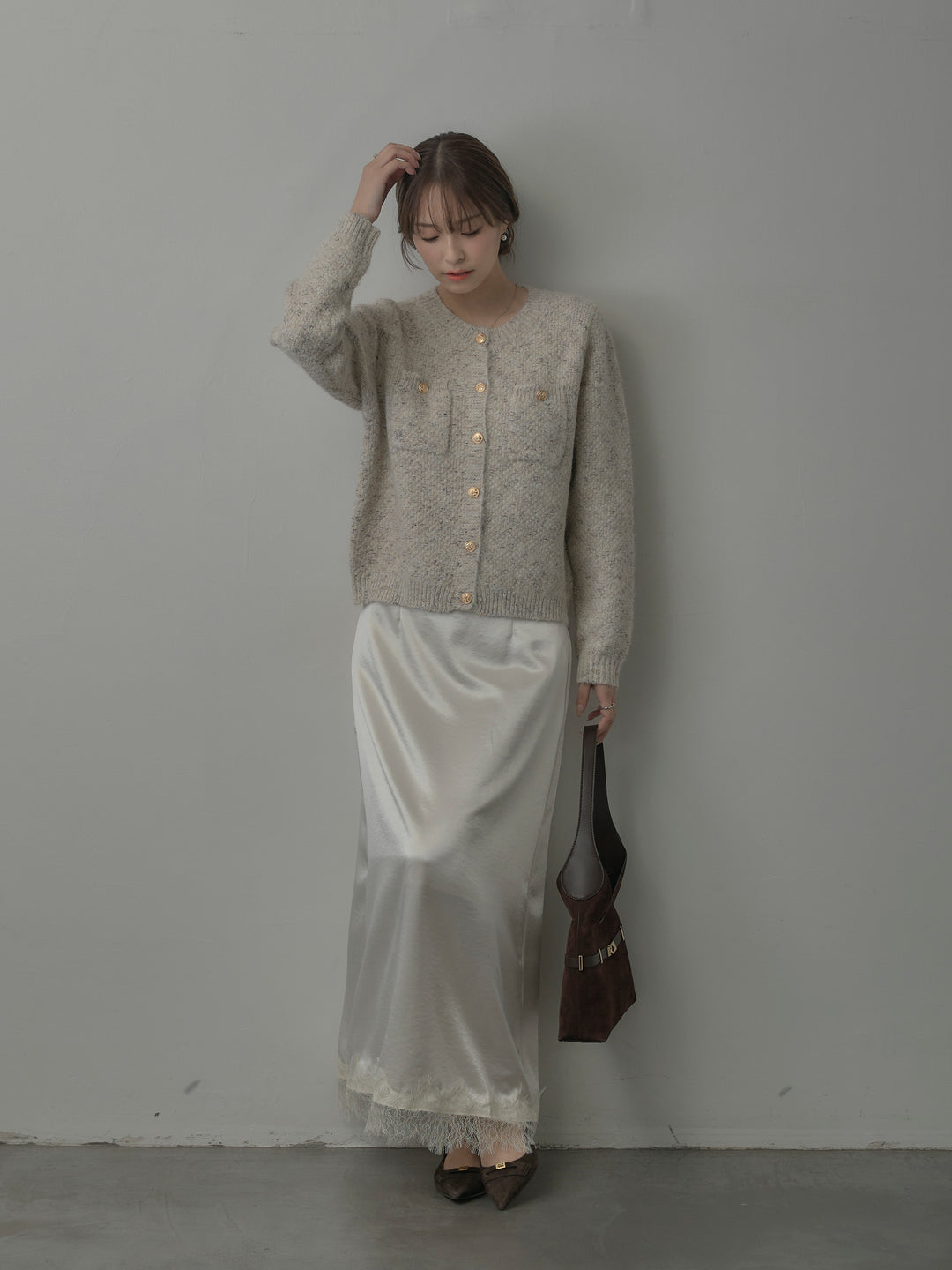 MIXニットゴールドボタンニットカーディガン