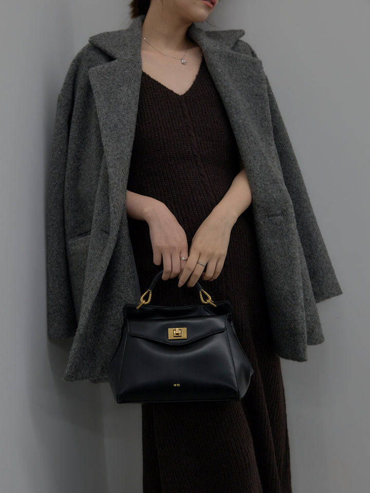 【SET】【Essential】オーバーサイズジャケットコート+リュクスリブニットロングドレス(2set)