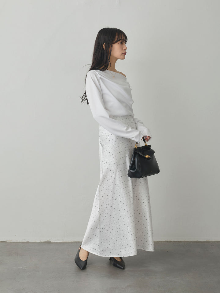 【Essential】2wayショルダードレープカットトップス