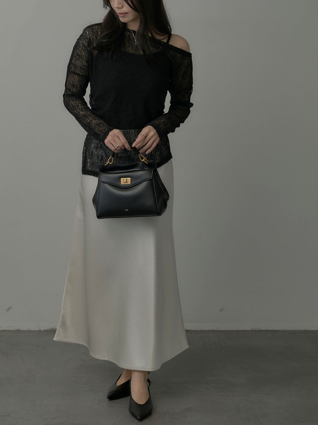 【SET】【インナー付き】シアーレーストップス+ヘビーサテンAラインスカート(2set)