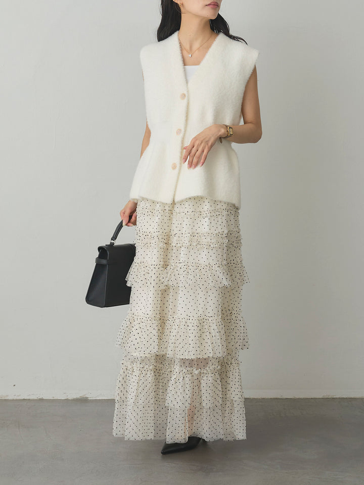 [予約]ドットチュールティアードスカート
