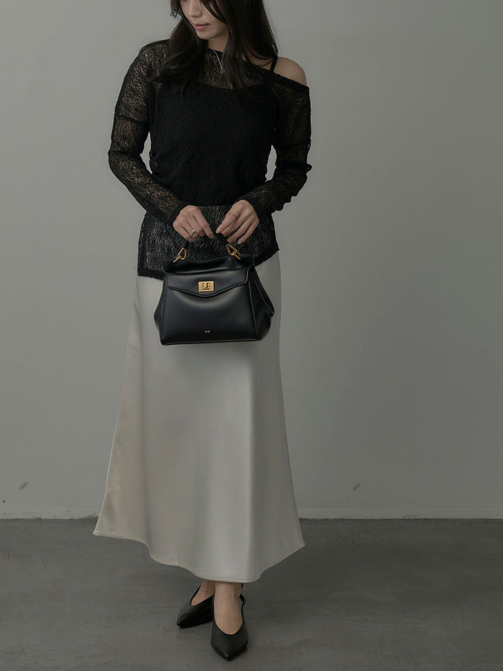 【SET】マフラー付き2WAYケープコート+【インナー付き】シアーレーストップス+ヘビーサテンAラインスカート(3set)