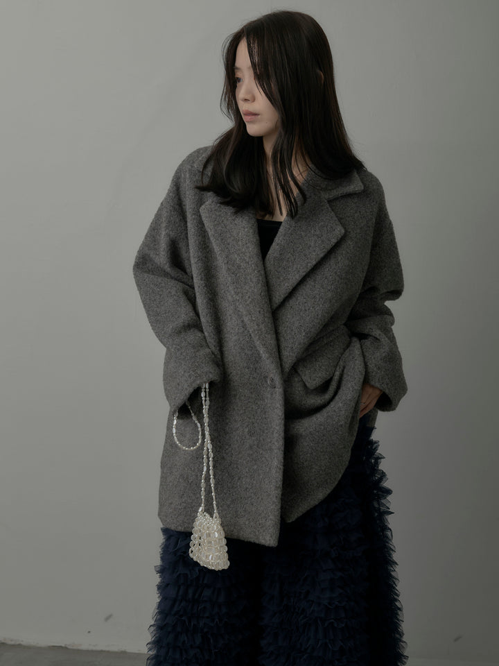 【SET】【Essential】オーバーサイズジャケットコート+ドラマチックフリルチュールスカート(2set)