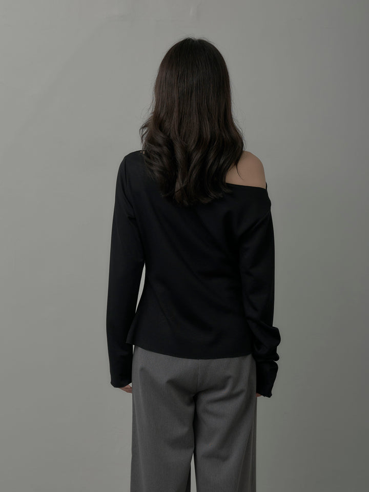 【Essential】2wayショルダードレープカットトップス