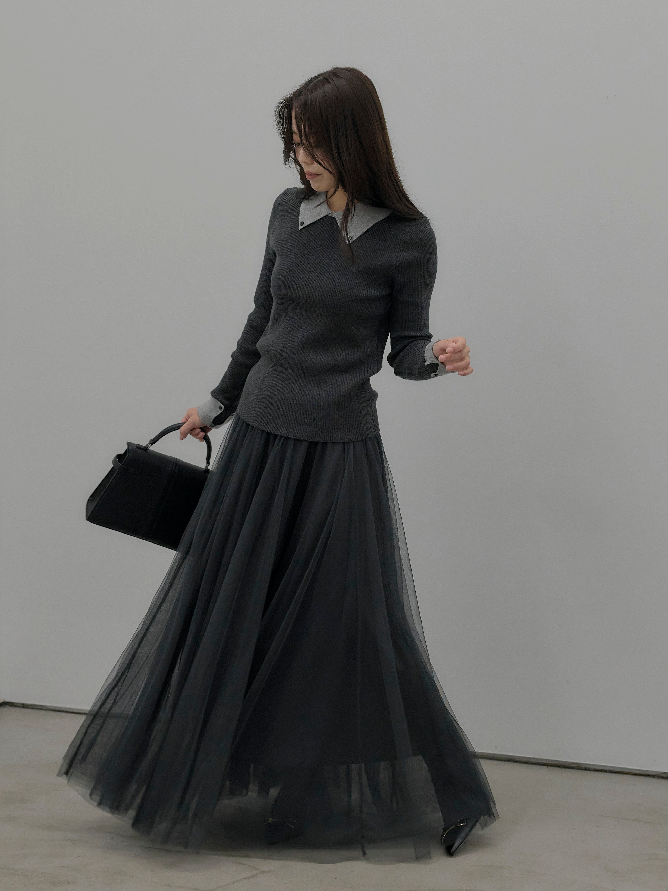 SET】配色カフスニットポロ+ボリュームチュールスカート(2set) – nairo