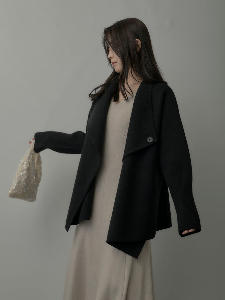 Vネックニットロングワンピース