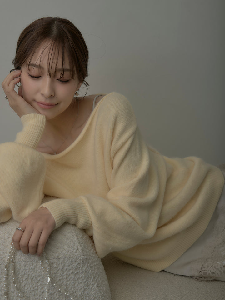 【SET】【premium touch】2wayショルダーニットプルオーバー+レースサテンキャミソール+ナローAラインサテンスカート(3set)