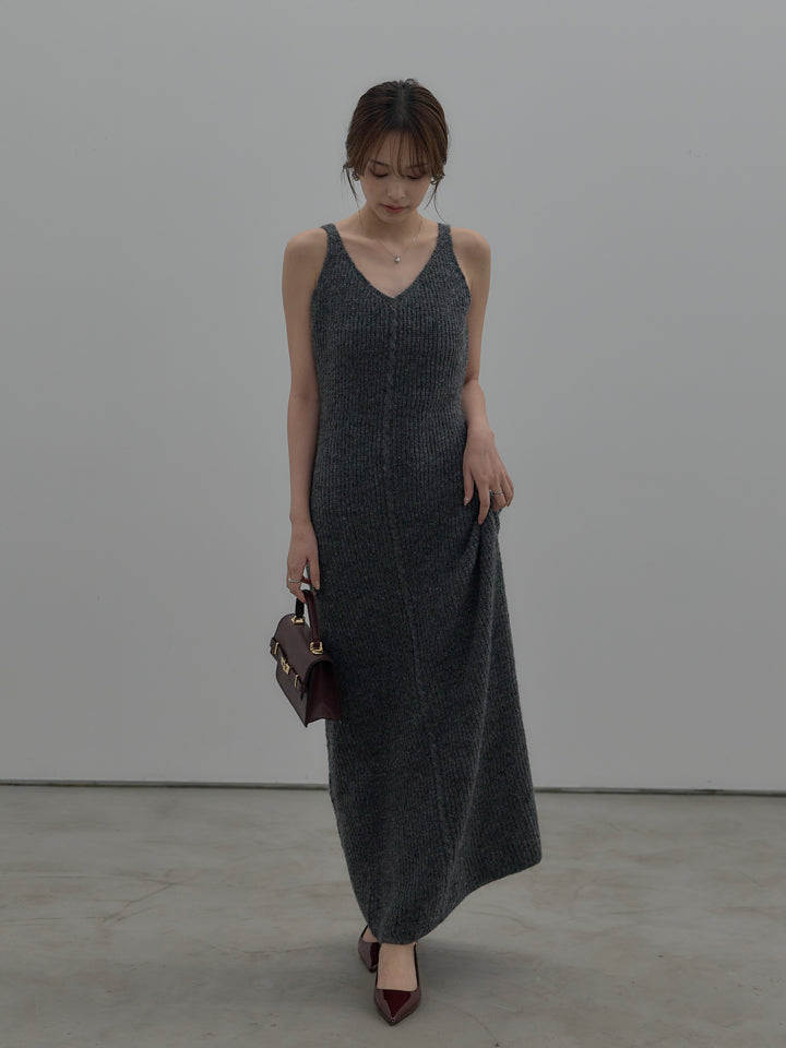 【SET】【Essential】オーバーサイズジャケットコート+リュクスリブニットロングドレス(2set)