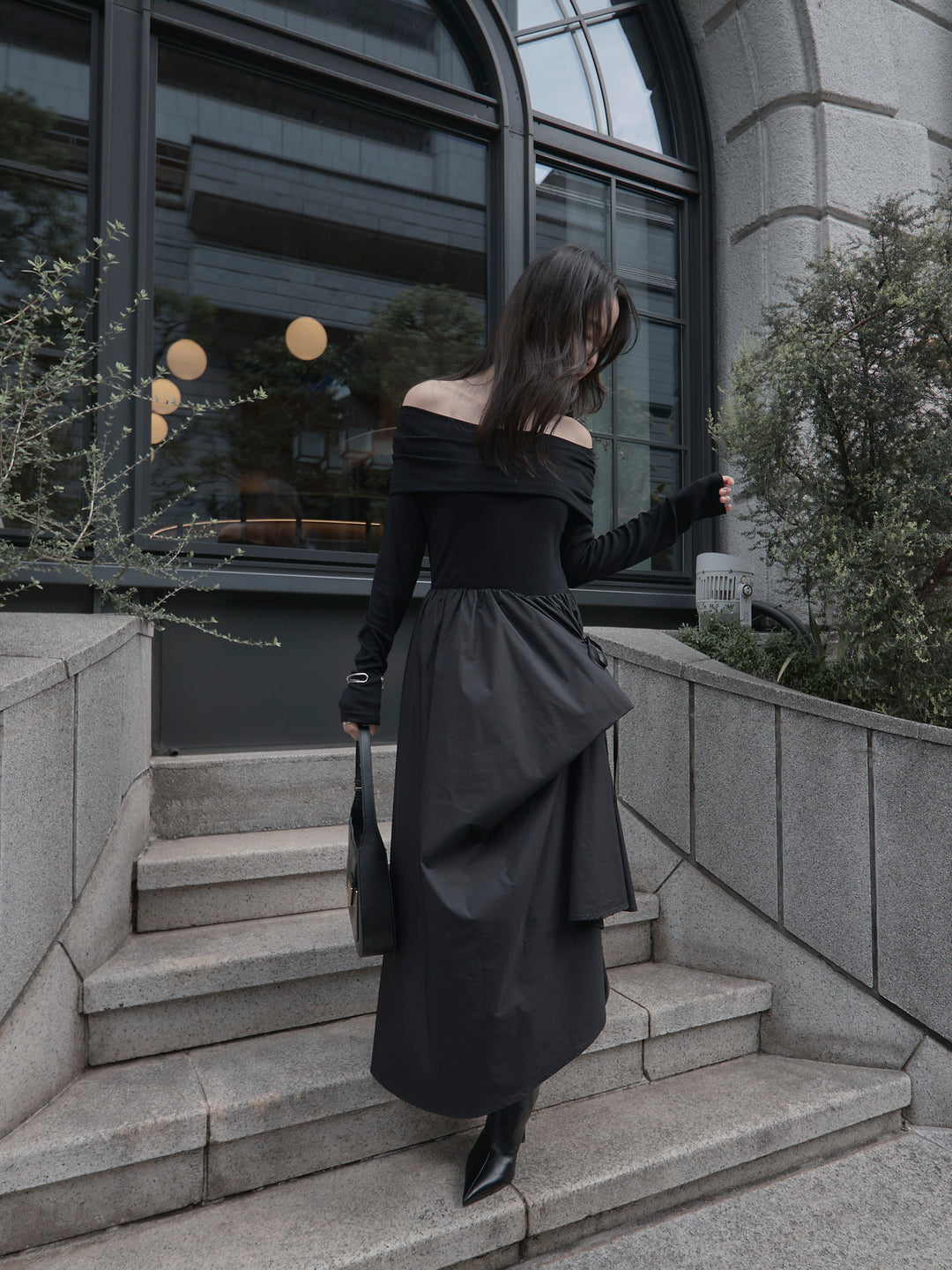 [予約]オフショルリブドッキングワンピース