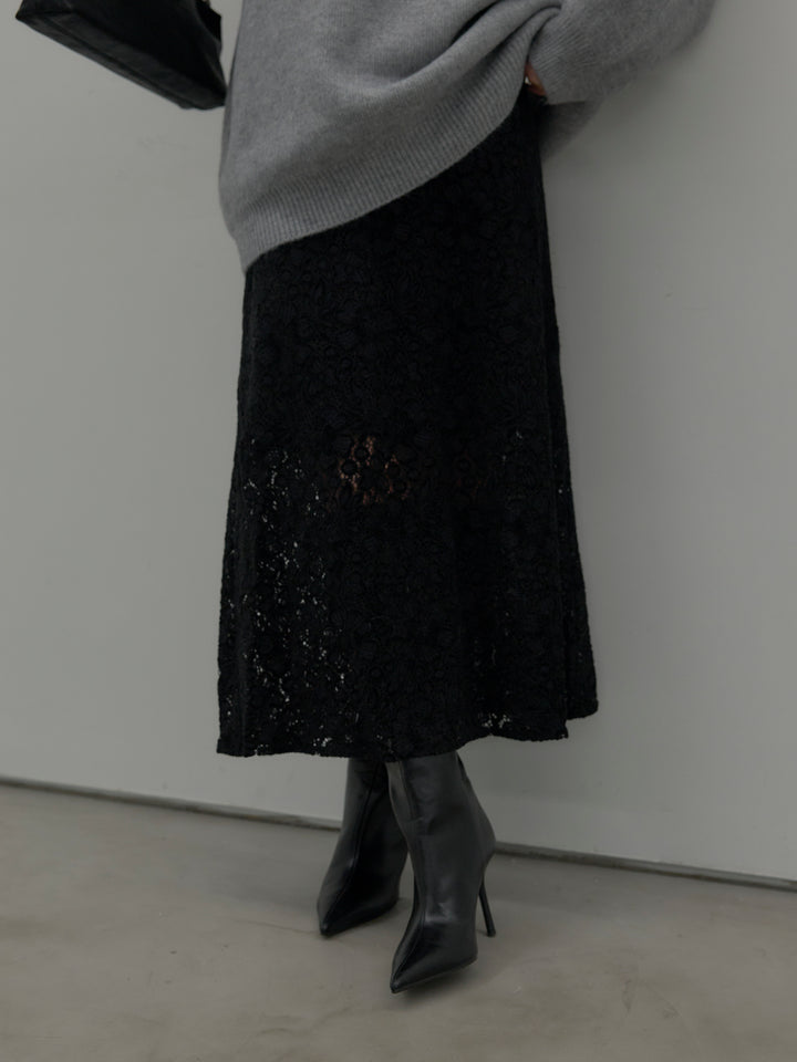 フラワーベロアレースAラインスカート