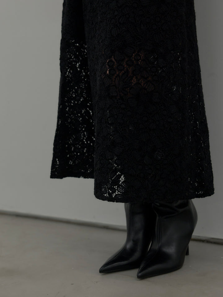 フラワーベロアレースAラインスカート