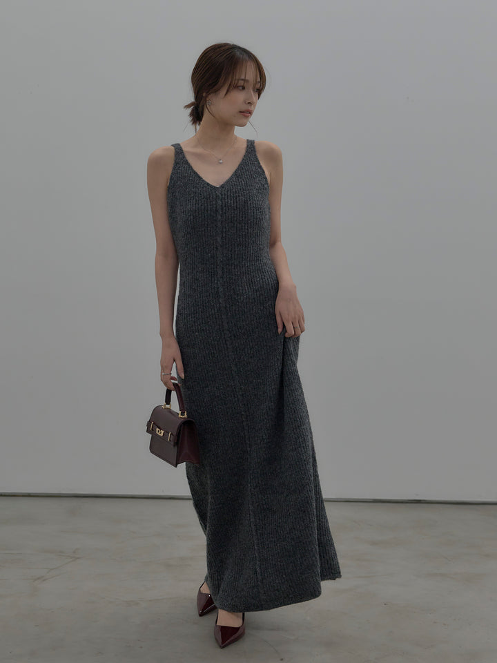 【SET】【Essential】オーバーサイズジャケットコート+リュクスリブニットロングドレス(2set)