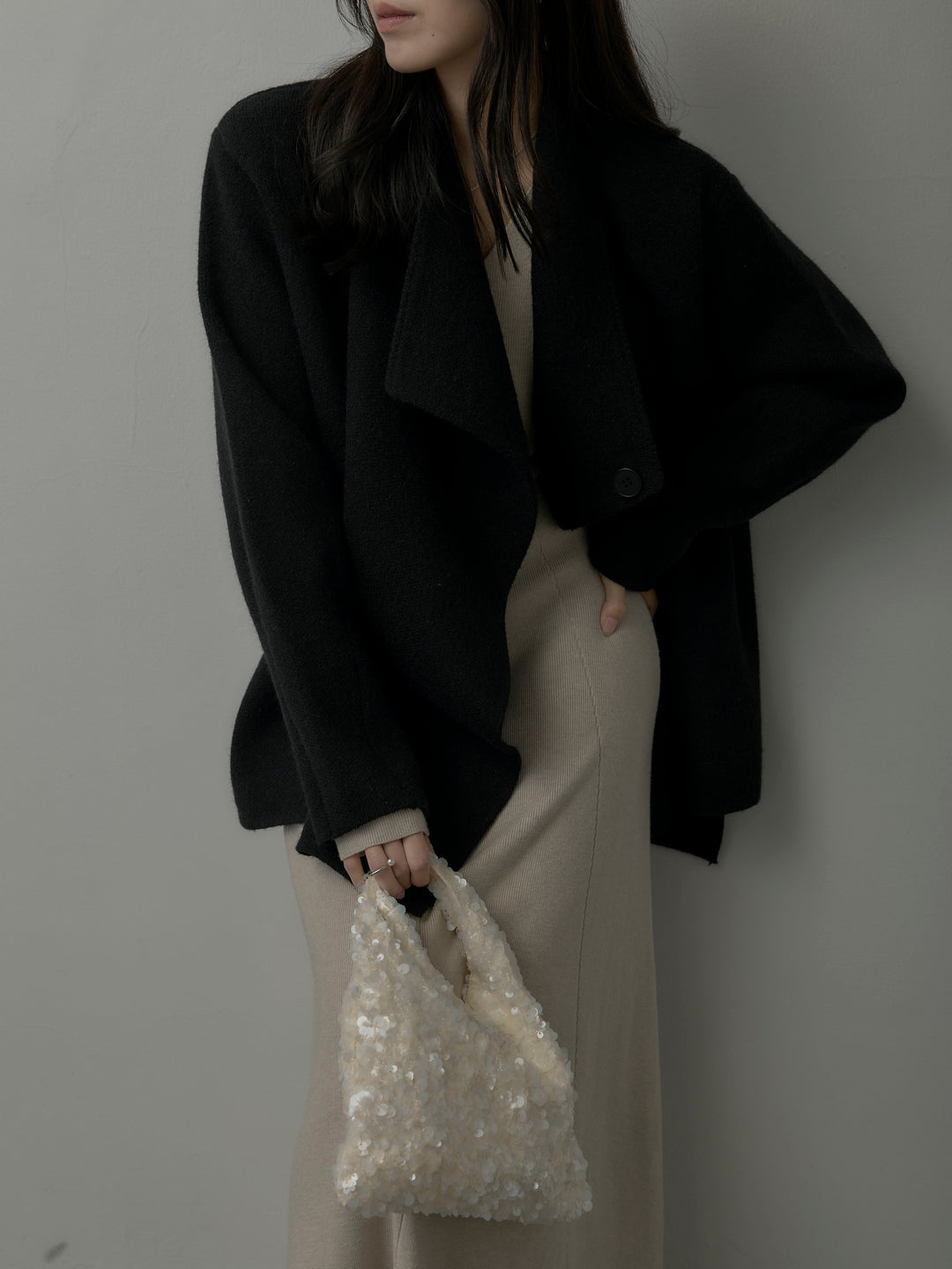 ショールカラーニットカーディガン