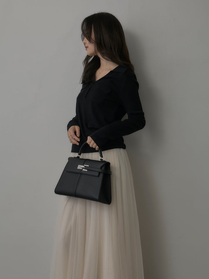 [予約]ポケットデザインリブニットトップス