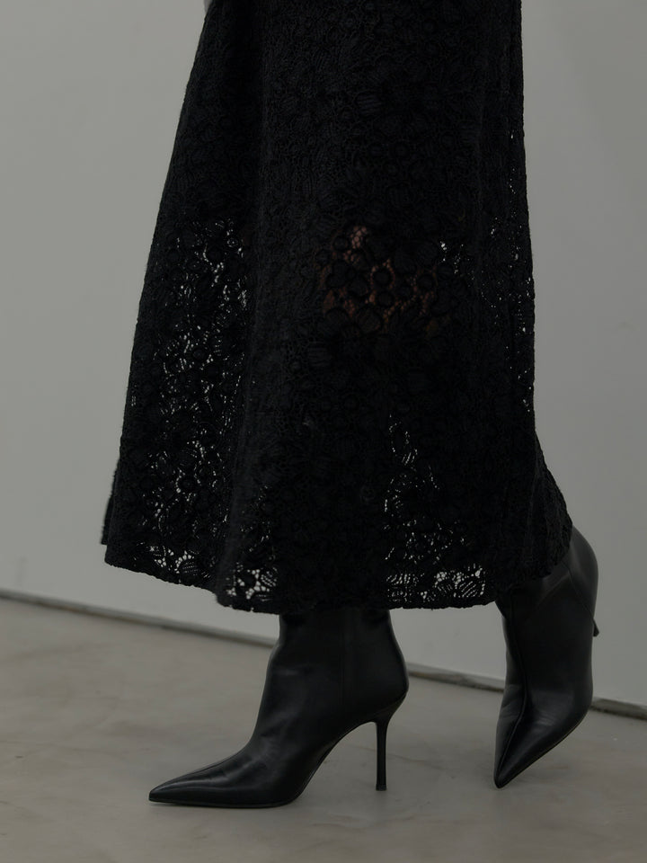 フラワーベロアレースAラインスカート