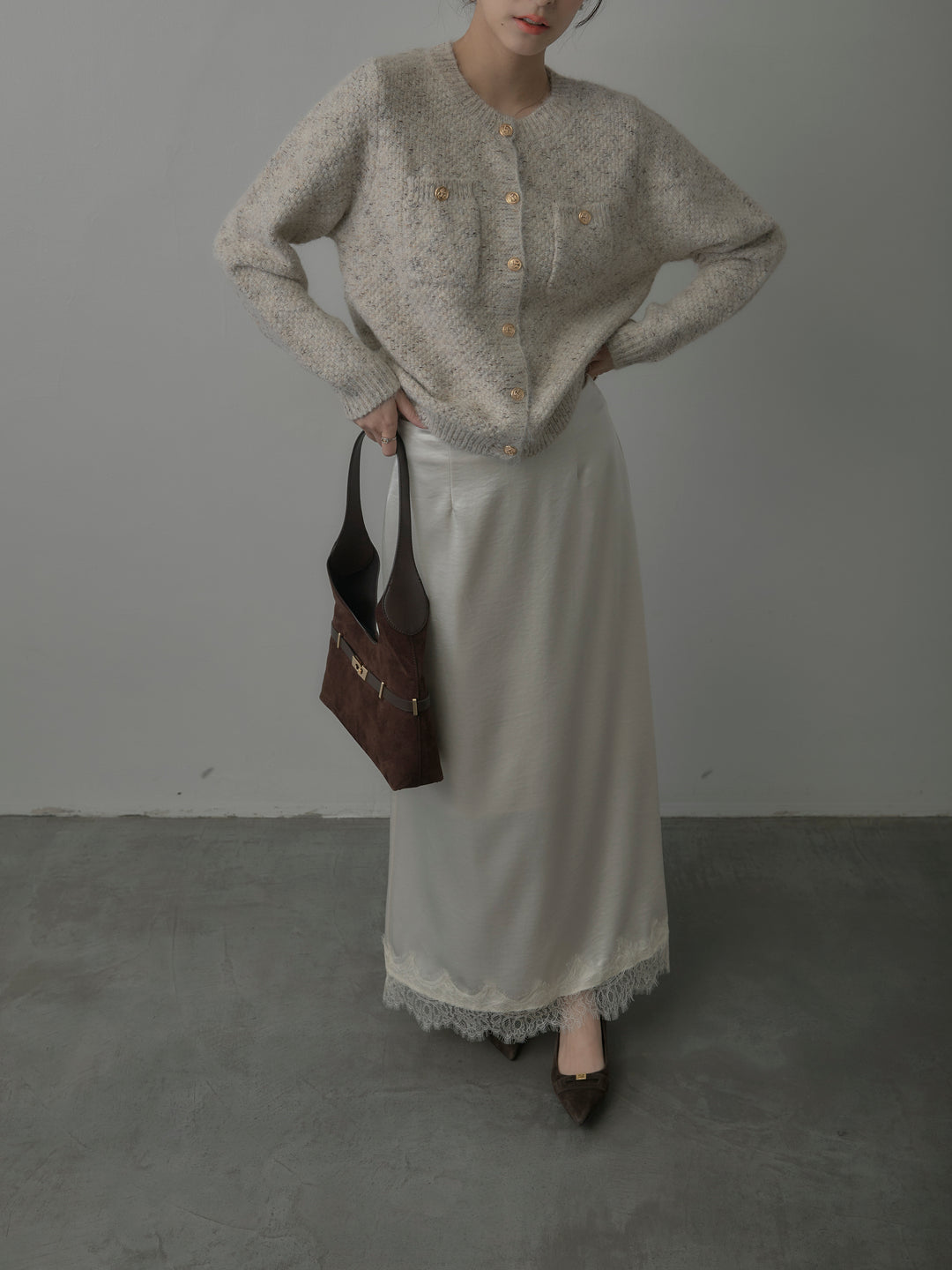 MIXニットゴールドボタンニットカーディガン