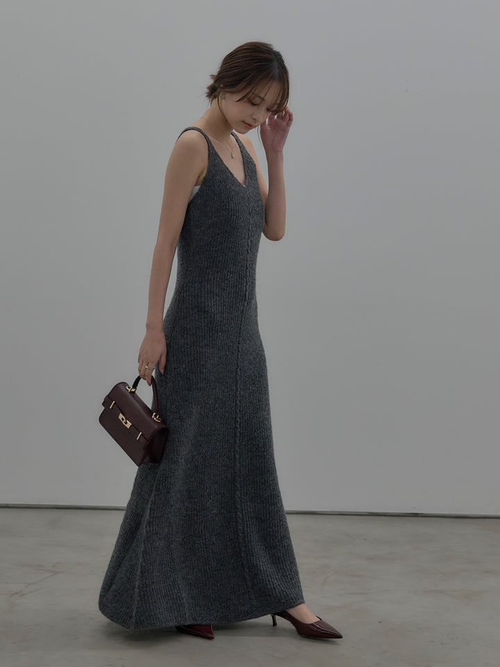 【SET】【Essential】オーバーサイズジャケットコート+リュクスリブニットロングドレス(2set)