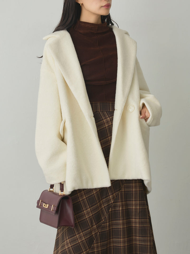 【SET】【Essential】オーバーサイズジャケットコート+クラシカルチェックパネルスカート(2set)