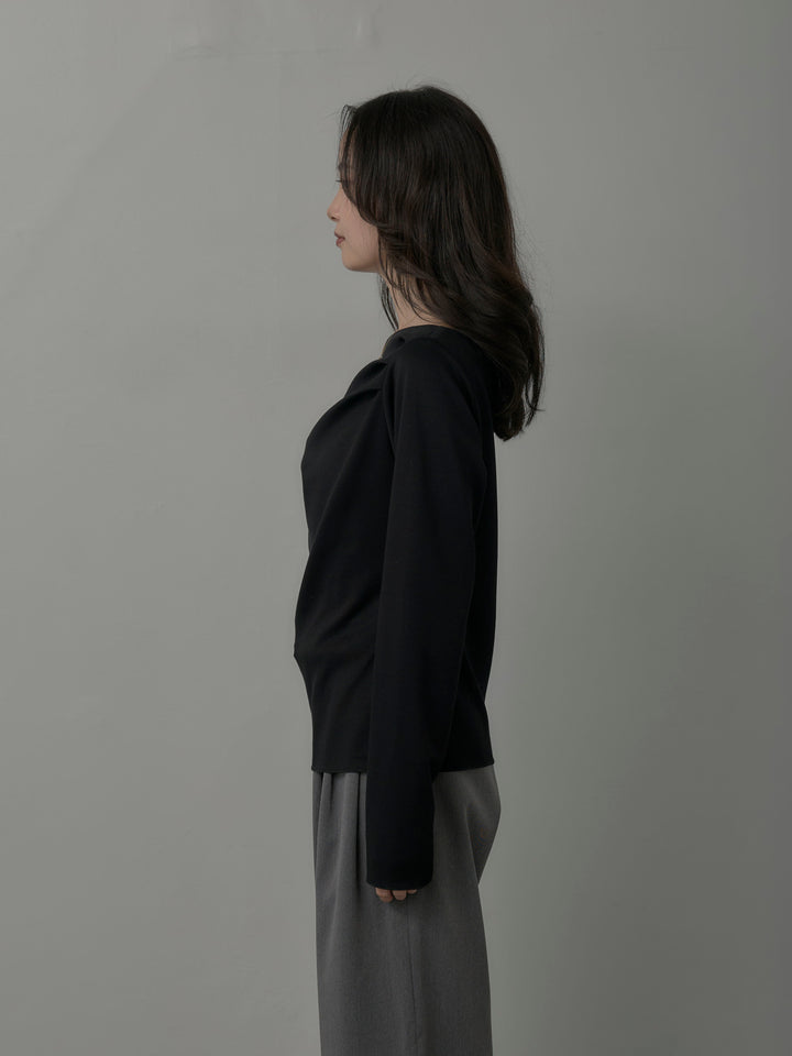 【Essential】2wayショルダードレープカットトップス