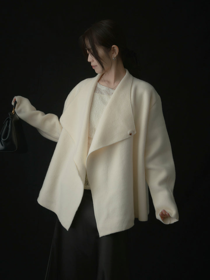 【SET】ショールカラーニットカーディガン+【インナー付き】シアーレーストップス+ヘビーサテンAラインスカート(3set)