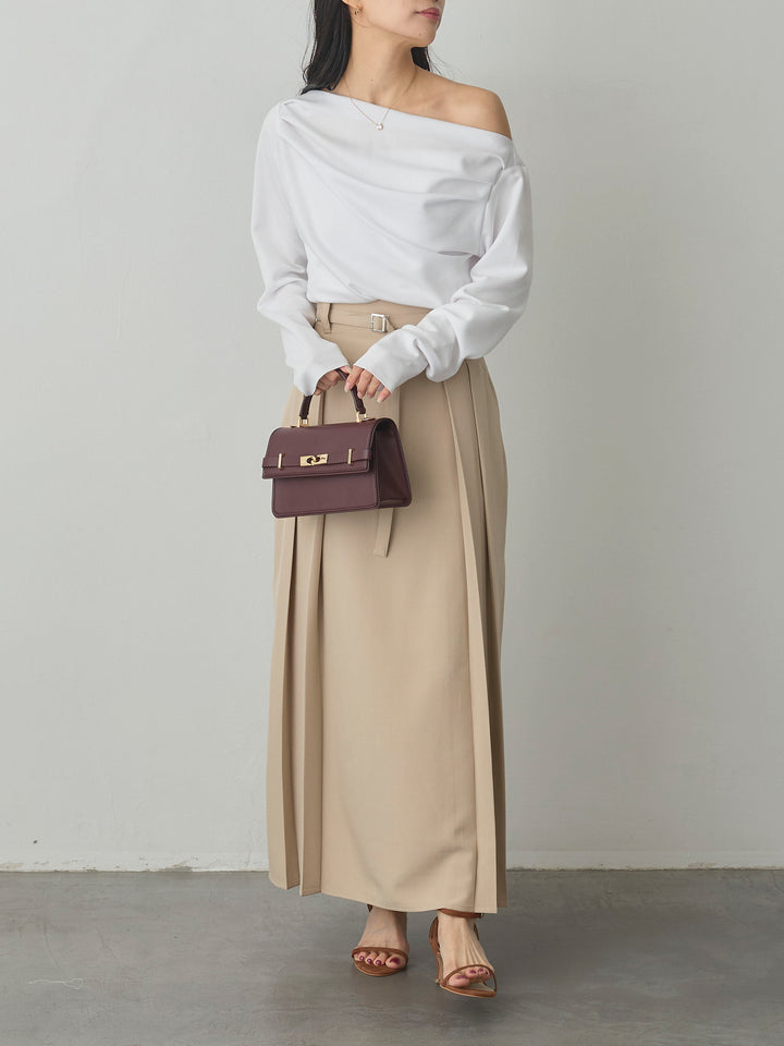 【Essential】2wayショルダードレープカットトップス