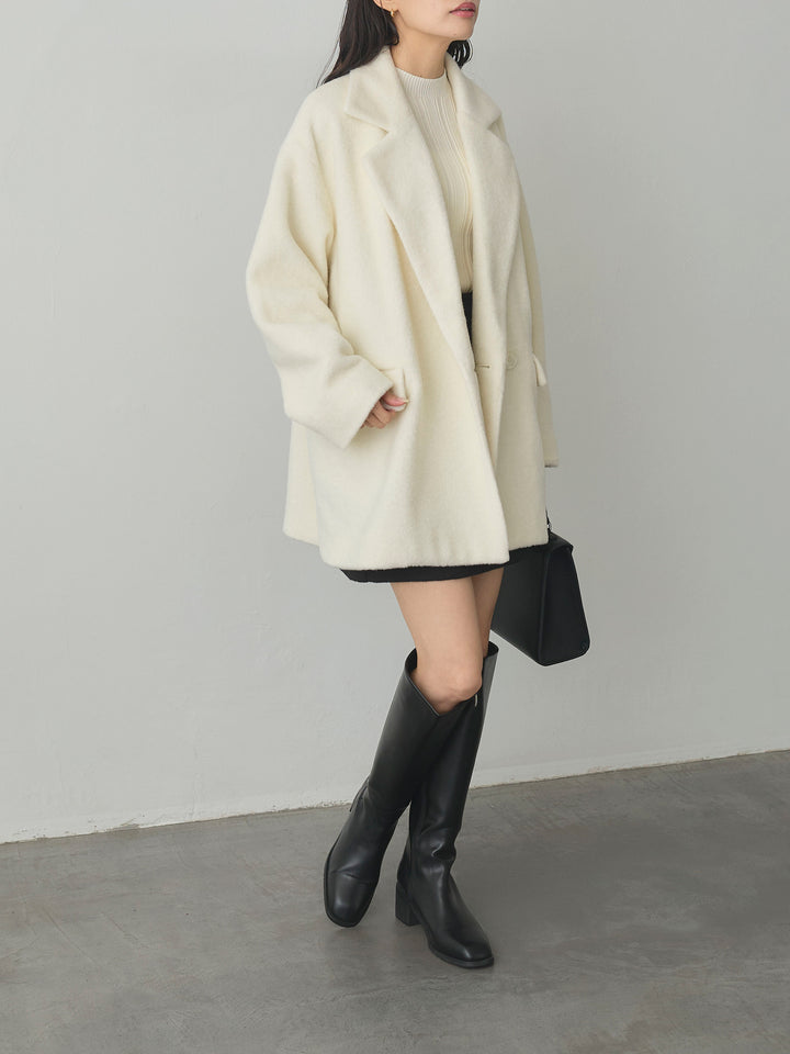 【SET】【Essential】オーバーサイズジャケットコート+【Essential】ウールタッチミニスカート(2set)