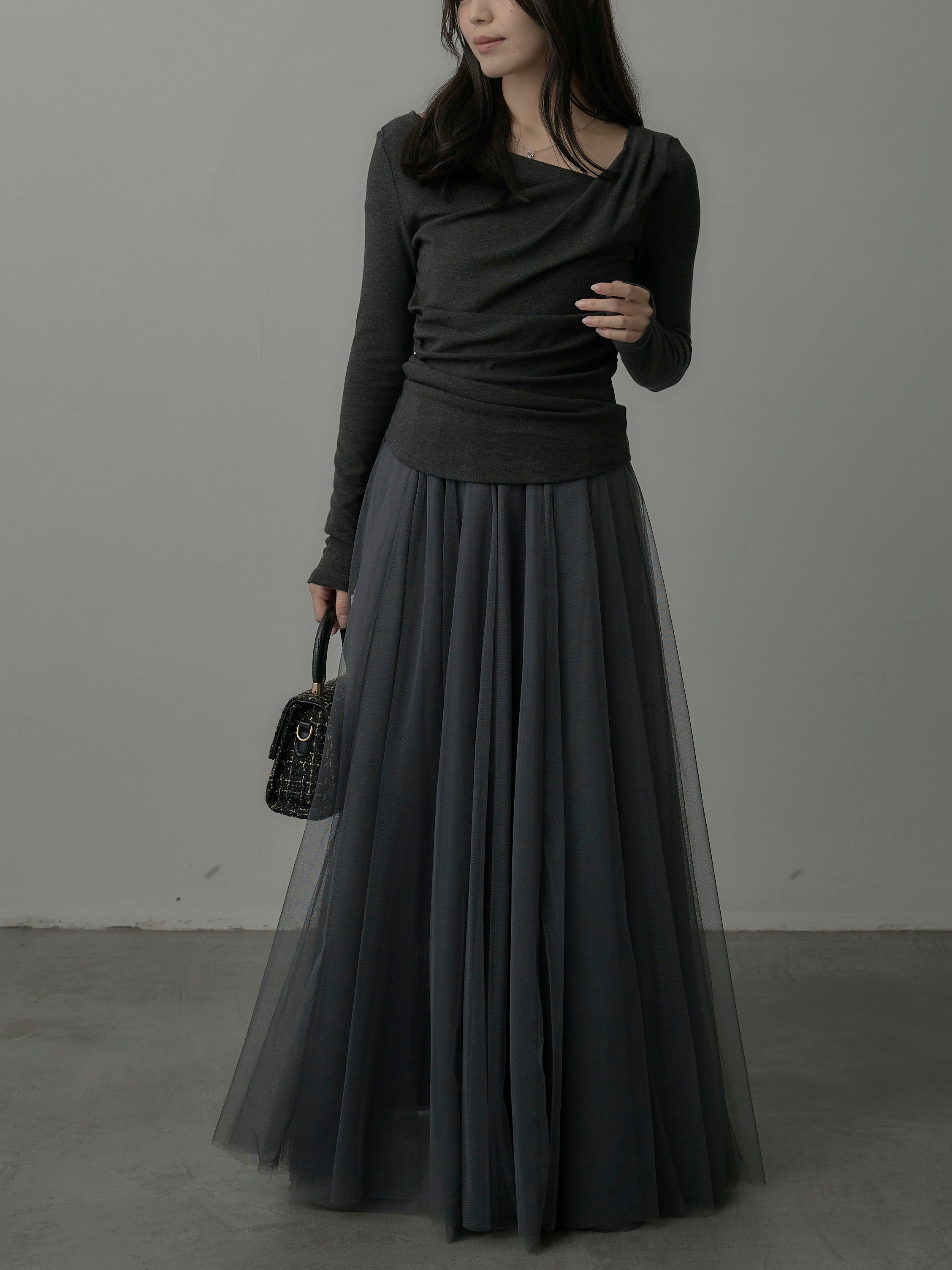 SET】ドレープデザイントップス+ボリュームチュールスカート(2set) – nairo