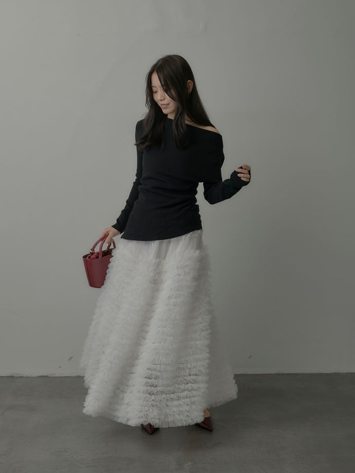 ドラマチックフリルチュールスカート