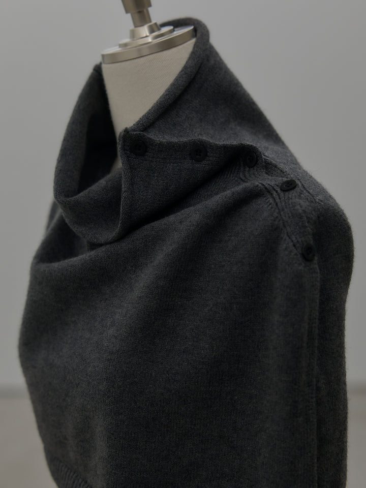 ケープ付き2WAYフロントスリットニットトップス