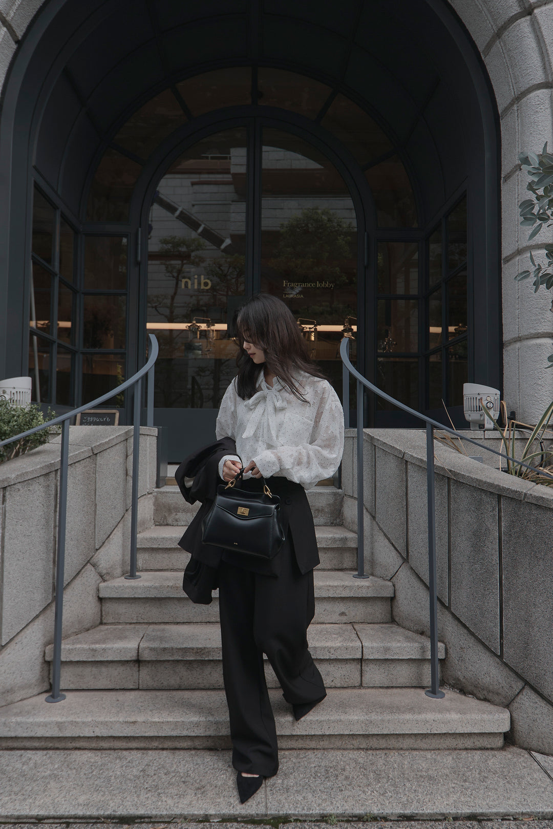 【SET】シアージャガードドットシャツ+ラップワイドパンツ(2set)